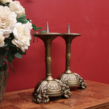 Load image into Gallery viewer, x SOLD Pair of Antique French Candle Holders, Antique Church Candle Sticks, IHS, Dragon B10765