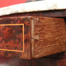 Load image into Gallery viewer, x SOLD Antique French Bedside Cabinet, Burr Walnut, Marble and Brass Lamp Side Tables. B10435