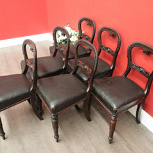 Load image into Gallery viewer, x SOLD Set of 6 Antique English Dining Chairs, Rosewood Dining Chairs Kitchen Chairs. B10325