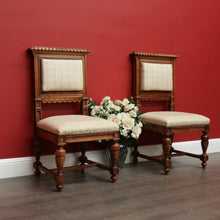 Load image into Gallery viewer, x SOLD Pair of Chairs, Church Hall Chairs, Antique French Fabric and Walnut Chairs. B10373