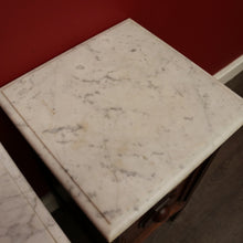 Load image into Gallery viewer, X SOLD Pair of Antique French Bedside Cabinet Oak and Marble Lamp Side Tables Cupboards. B10202