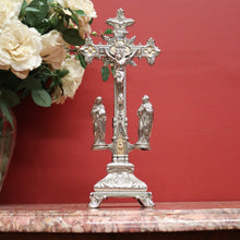 Load image into Gallery viewer, x SOLD Antique French Crucifix, Silver Plate Home Worship Christ on Cross. Religion B11134