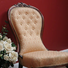 Load image into Gallery viewer, x SOLD Antique English Grandmother Chair, Walnut Fabric Button Back Ladies Chair, Seat B10992
