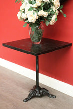 Load image into Gallery viewer, x SOLD Vintage French Garden Table, Black Painted Cast Iron Base, Square Pub Table. B9431