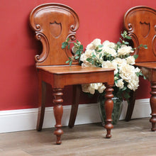 Load image into Gallery viewer, x SOLD Pair of Antique English Mahogany Hall Chairs, English Church Chairs, Shield Back B11108