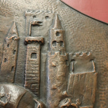 Load image into Gallery viewer, x SOLD Antique French Copper Wall Plaque, Embossed Copper Shield, Knight, Horse, Castle B10507