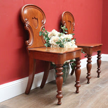 Load image into Gallery viewer, x SOLD Pair of Antique English Mahogany Hall Chairs, English Church Chairs, Shield Back B11108