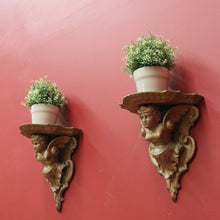 Load image into Gallery viewer, x SOLD Pair of Antique French Wall Sconces, Gilt Winged Angel Wall Bracket Wall Shelves B10974