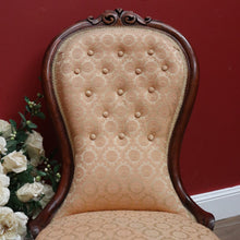 Load image into Gallery viewer, x SOLD Antique English Grandmother Chair, Walnut Fabric Button Back Ladies Chair, Seat B10992
