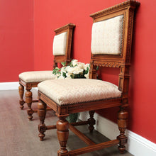 Load image into Gallery viewer, x SOLD Pair of Chairs, Church Hall Chairs, Antique French Fabric and Walnut Chairs. B10373