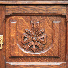 Load image into Gallery viewer, x SOLD Pair of Antique Bedside Cabinets, French Oak and Marble Lamp Tables B10574