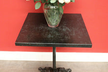 Load image into Gallery viewer, x SOLD Vintage French Garden Table, Black Painted Cast Iron Base, Square Pub Table. B9431