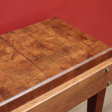 Load image into Gallery viewer, x SOLD Vintage Oak Butchers Block Table, Lamp Table, Hall, Bedside Table Parquetry Top. B11277