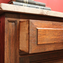 Load image into Gallery viewer, x SOLD Pair of Antique French Bedside Tables, French Oak and Marble Top Lamp Tables B10774