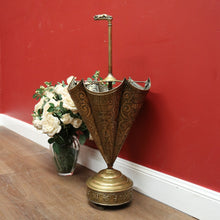 Load image into Gallery viewer, x SOLD Antique French Pressed Brass Umbrella-Shaped Umbrella Holder, Dog Head Handle. B11274