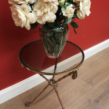 Load image into Gallery viewer, x SOLD Vintage Italian Brass Faux Bamboo Glass Top Lamp Table or Side Wine Table B11235