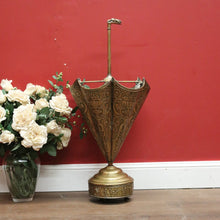 Load image into Gallery viewer, x SOLD Antique French Pressed Brass Umbrella-Shaped Umbrella Holder, Dog Head Handle. B11274