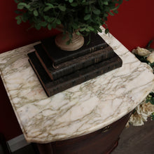 Load image into Gallery viewer, x SOLD Antique French Bedside Cabinet, Burr Walnut, Marble and Brass Lamp Side Tables. B10435