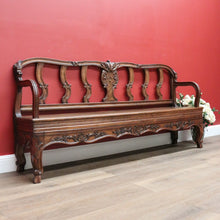 Load image into Gallery viewer, x SOLD Antique French Oak Hall Seat, Entry Slat Back Chair Bench Seat Chair Settle B10654