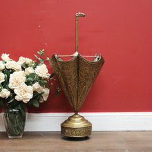 Load image into Gallery viewer, x SOLD Antique French Pressed Brass Umbrella-Shaped Umbrella Holder, Dog Head Handle. B11274