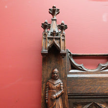 Load image into Gallery viewer, x SOLD Antique French Oak Gothic Hall Seat with Lift Lid Storage, Carved Knights B11200