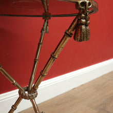 Load image into Gallery viewer, x SOLD Vintage Italian Brass Faux Bamboo Glass Top Lamp Table or Side Wine Table B11235