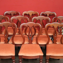 Load image into Gallery viewer, x SOLD Set of 10 Antique English Mahogany Dining Chairs, Kitchen Chairs Velvet Seats. B10287