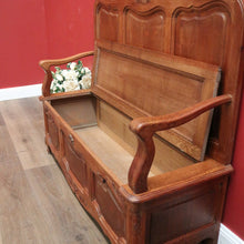 Load image into Gallery viewer, x SOLD Antique French Hall Seat Blanket Box Hall Chair Armchair Hall Settle Bench Seat. B11217