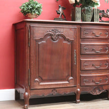 Load image into Gallery viewer, x SOLD Antique French Oak Three Drawer Sideboard, Cabinet, Curved Drawer Hall Cupboard B11063
