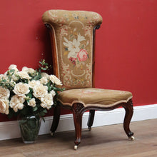 Load image into Gallery viewer, x SOLD Antique English Prayer Chair, Home Worship Kneeler with Tapestry Seat and Back. B11261