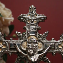 Load image into Gallery viewer, x SOLD Antique French Crucifix, Silver Plate Home Worship Christ on Cross. Religion B11134