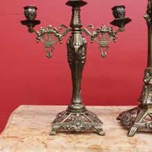 Load image into Gallery viewer, x SOLD Antique French Brass Church Altar Cross Crucifix Trio with Candle Stick Holders B10547