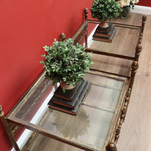 Load image into Gallery viewer, x SOLD Vintage Pair of Square French Lamp Side Tables with Glass inserts made from Wrought Iron B10717