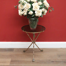 Load image into Gallery viewer, x SOLD Vintage Italian Brass Faux Bamboo Glass Top Lamp Table or Side Wine Table B11235