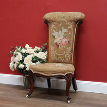 Load image into Gallery viewer, x SOLD Antique English Prayer Chair, Home Worship Kneeler with Tapestry Seat and Back. B11261