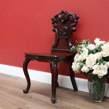Load image into Gallery viewer, x SOLD Antique English Mahogany Hall Chair, Church, Foyer Chair with Carved Back B10720