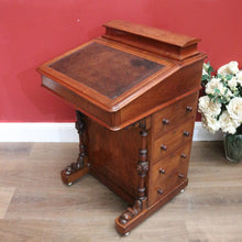 Load image into Gallery viewer, x SOLD Antique English Davenport Desk Walnut and Leather Four Drawer Writing Slope Desk. B11276