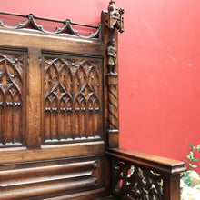 Load image into Gallery viewer, x SOLD Antique French Oak Gothic Hall Seat with Lift Lid Storage, Carved Knights B11200