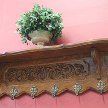 Load image into Gallery viewer, x SOLD Vintage French Oak Coat Rack with 6 Original Brass Coat Hooks, Ready to Hang B10496