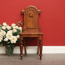 Load image into Gallery viewer, Antique English Hall Chair, Oak Shield Back Hall Chair, Dressing Table Chair
