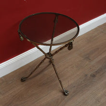 Load image into Gallery viewer, x SOLD Vintage Italian Brass Faux Bamboo Glass Top Lamp Table or Side Wine Table B11235