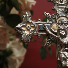 Load image into Gallery viewer, x SOLD Antique French Crucifix, Silver Plate Home Worship Christ on Cross. Religion B11134