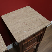 Load image into Gallery viewer, x SOLD Pair of Antique French Bedside Tables, French Oak and Marble Top Lamp Tables B10774