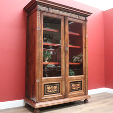 Load image into Gallery viewer, x SOLD Antique Italian Bookcase, Two Door Glass and Rosewood China Cabinet Display Case. B11280