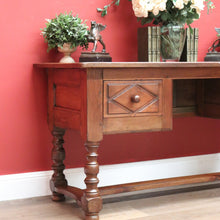 Load image into Gallery viewer, x SOLD Antique French Brittany Cherrywood 2 Drawers Office Writing Desk Hall Foyer Table with Stretcher Base B10724