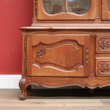 Load image into Gallery viewer, X SOLD Antique Vintage French Oak Bookcase or China Cabinet, Glass Door, and Drawers. B11270