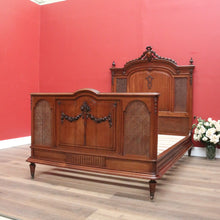 Load image into Gallery viewer, x SOLD Antique French Walnut and Cane Insert Double Bed. Antique French Bed with Slats B10844`