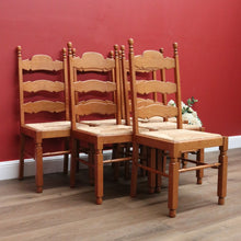 Load image into Gallery viewer, x SOLD Set of Six Antique French Dining Chairs, Antique Oak and Rush Seat Kitchen Chair B10815