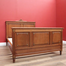 Load image into Gallery viewer, Antique French Oak Bed Double Bed Head Foot and Side rails with slats. B10846
