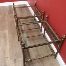 Load image into Gallery viewer, x SOLD Vintage Pair of Square French Lamp Side Tables with Glass inserts made from Wrought Iron B10717